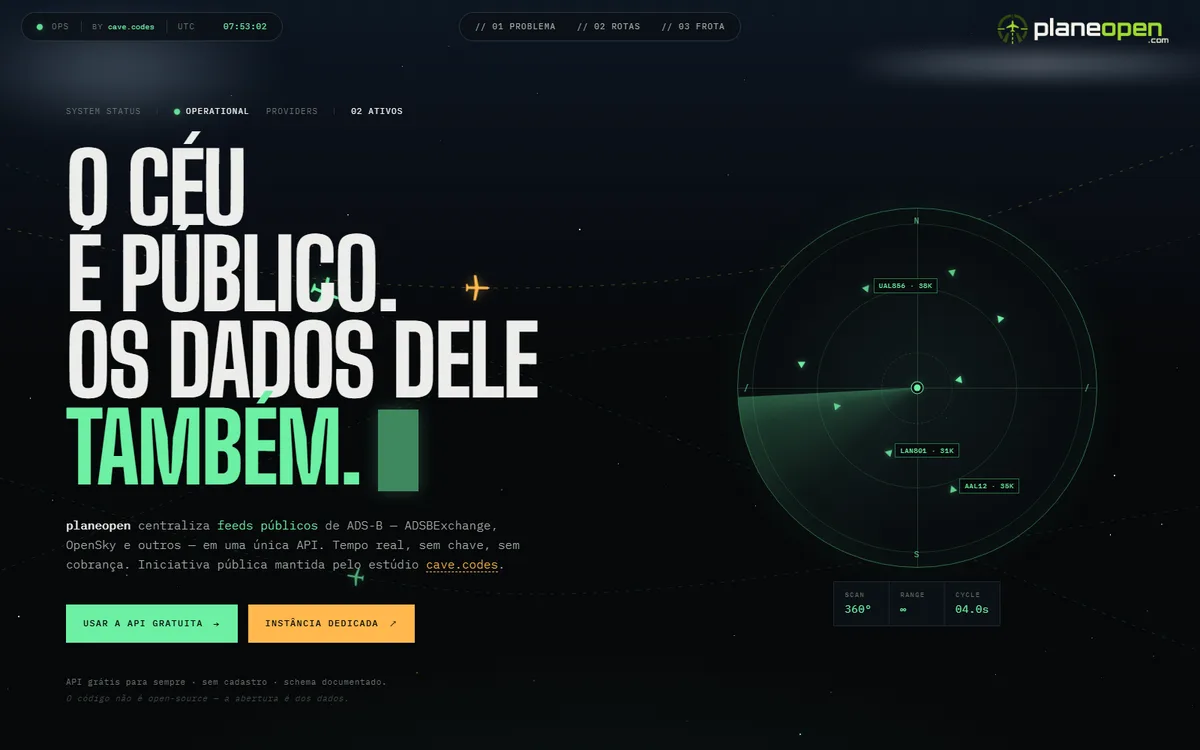 Planeopen — landing page